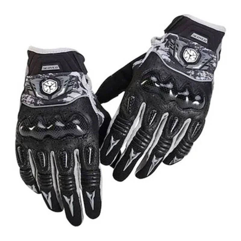 CARBON FULL KORUMALI GRİ MOTOSİKLET ELDİVENİ M BEDEN