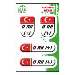 KAN GRUBU I 0 Rh(+) BEYAZ DÖRTLÜ DAMLA ETİKET