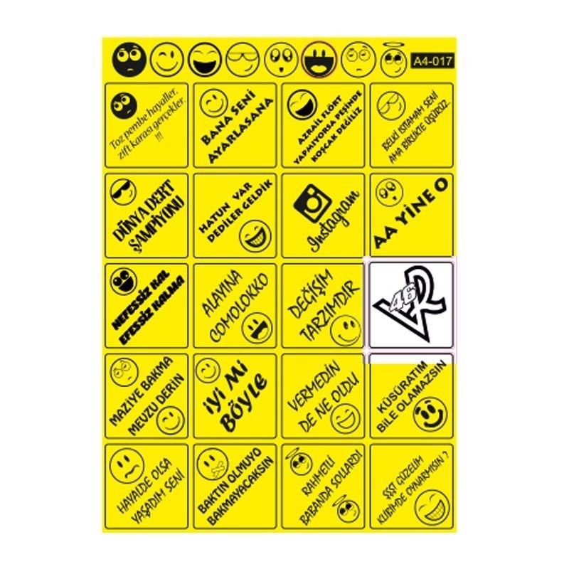 A4 STİCKER 017 TEK PAKET ÇOKLU STİCKER